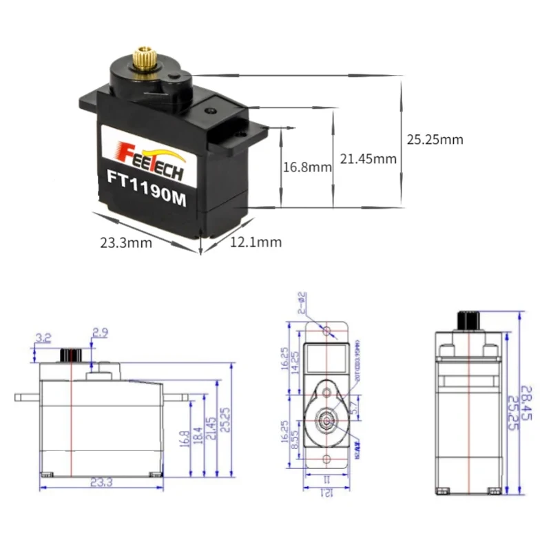 FEETECH FT1190M 4.8-6В 3.5кг М – обзор и цена Servo Kit